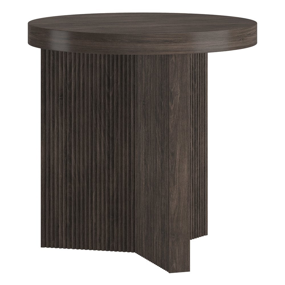 Hudson & Canal - Holm 22in Wide Round Fluted Side Table in Alder Brown - ST2550 view 1