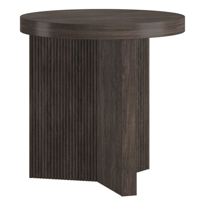 Hudson & Canal - Holm 22in Wide Round Fluted Side Table in Alder Brown - ST2550 view 1