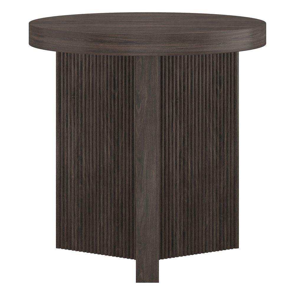 Hudson & Canal - Holm 22in Wide Round Fluted Side Table in Alder Brown - ST2550 view 2