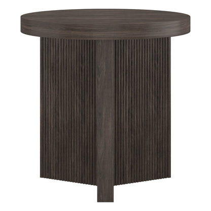Hudson & Canal - Holm 22in Wide Round Fluted Side Table in Alder Brown - ST2550 view 2