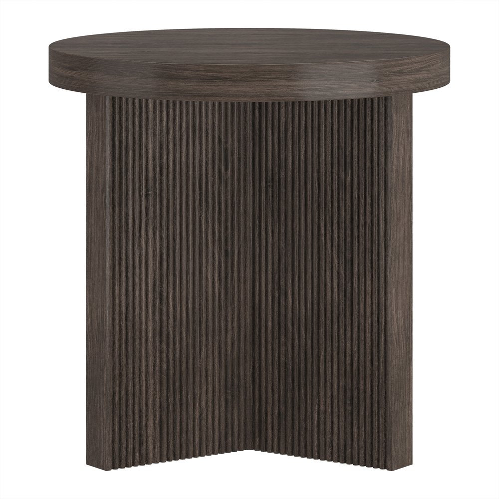 Hudson & Canal - Holm 22in Wide Round Fluted Side Table in Alder Brown - ST2550 view 3