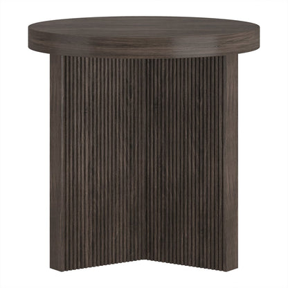 Hudson & Canal - Holm 22in Wide Round Fluted Side Table in Alder Brown - ST2550 view 3