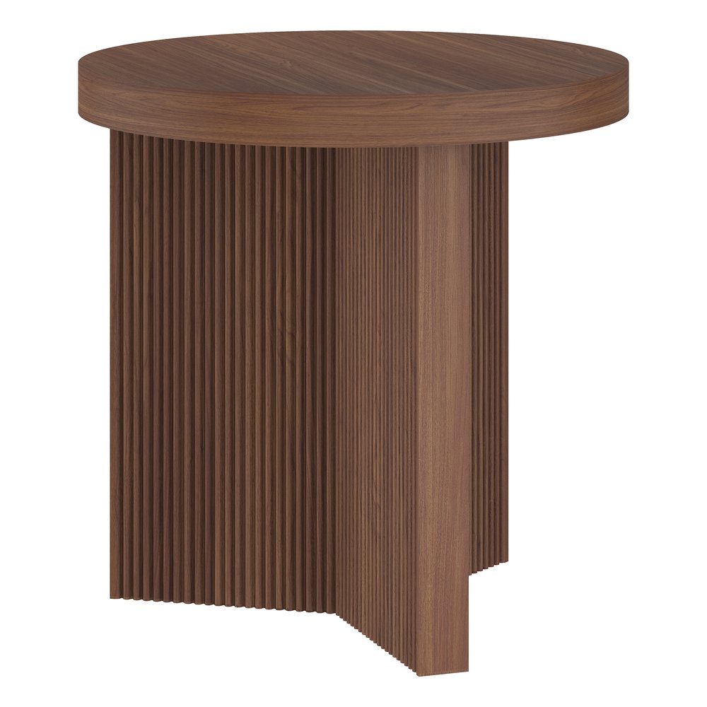 Hudson & Canal - Holm 22in Wide Round Fluted Side Table in Satin Walnut - ST2501 view 1