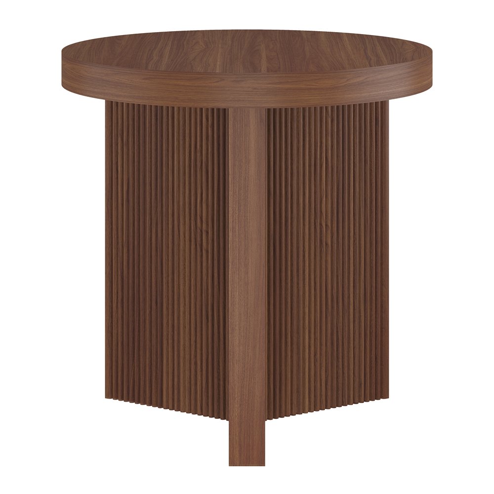 Hudson & Canal - Holm 22in Wide Round Fluted Side Table in Satin Walnut - ST2501 view 2