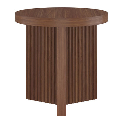 Hudson & Canal - Holm 22in Wide Round Fluted Side Table in Satin Walnut - ST2501 view 2
