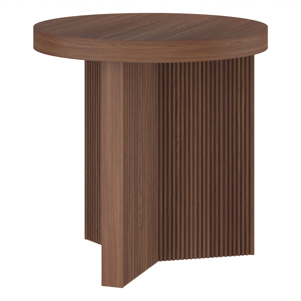 Hudson & Canal - Holm 22in Wide Round Fluted Side Table in Satin Walnut - ST2501 view 3