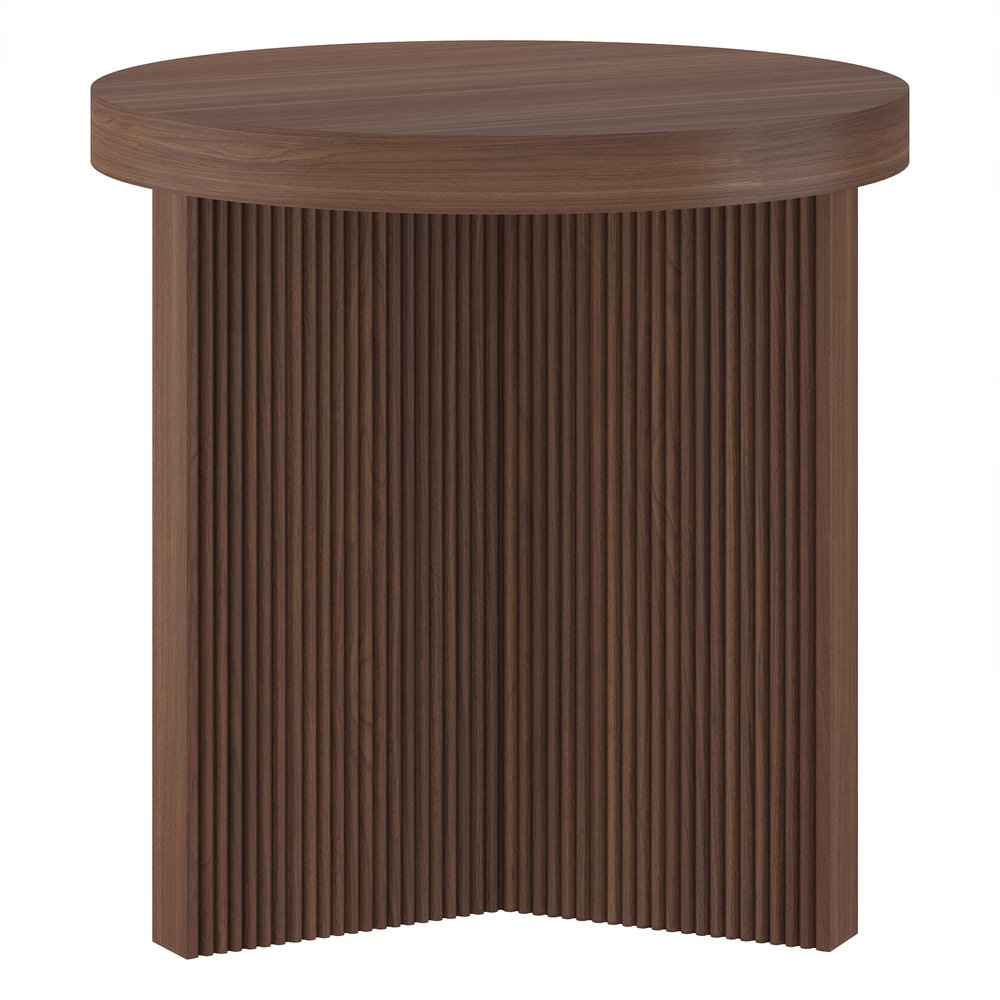 Hudson & Canal - Holm 22in Wide Round Fluted Side Table in Satin Walnut - ST2501 view 4