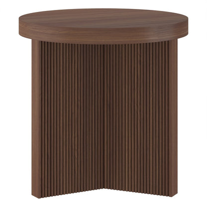 Hudson & Canal - Holm 22in Wide Round Fluted Side Table in Satin Walnut - ST2501 view 4