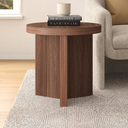 Hudson & Canal - Holm 22in Wide Round Fluted Side Table in Satin Walnut - ST2501 view 7