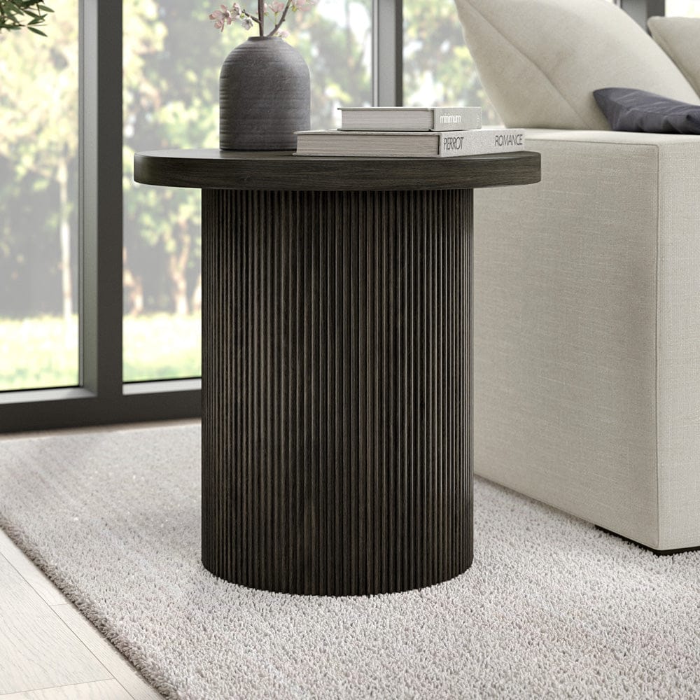 Hudson & Canal - Isa 22" Wide Round Side Table in Alder Brown - ST2438 view 4