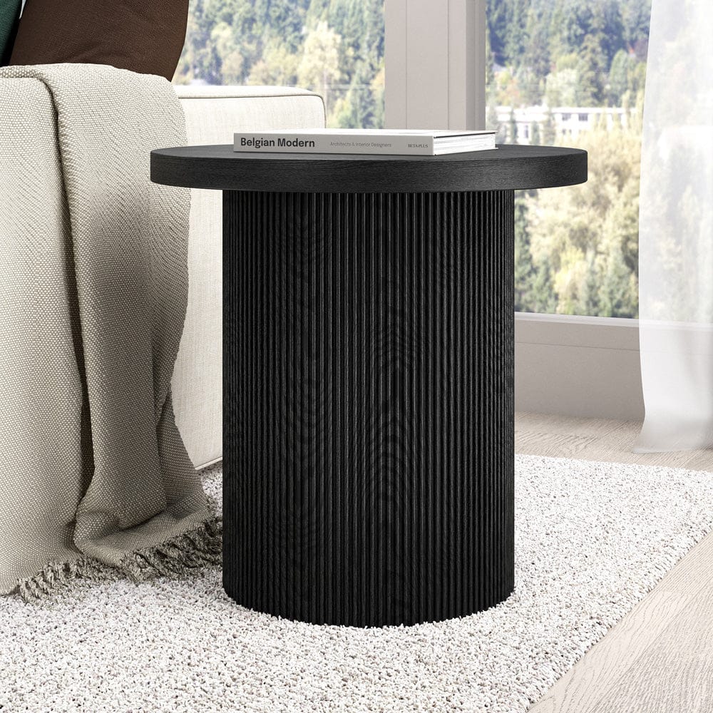Hudson & Canal - Isa 22" Wide Round Side Table in Black Grain - ST2436 view 5