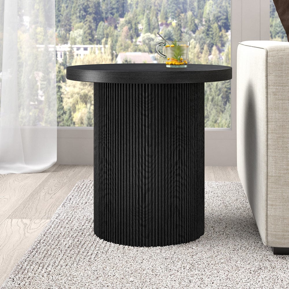 Hudson & Canal - Isa 22" Wide Round Side Table in Black Grain - ST2436 view 6