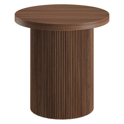 Hudson & Canal - Isa 22in Wide Round Fluted Side Table in Satin Walnut - ST2542 view 1