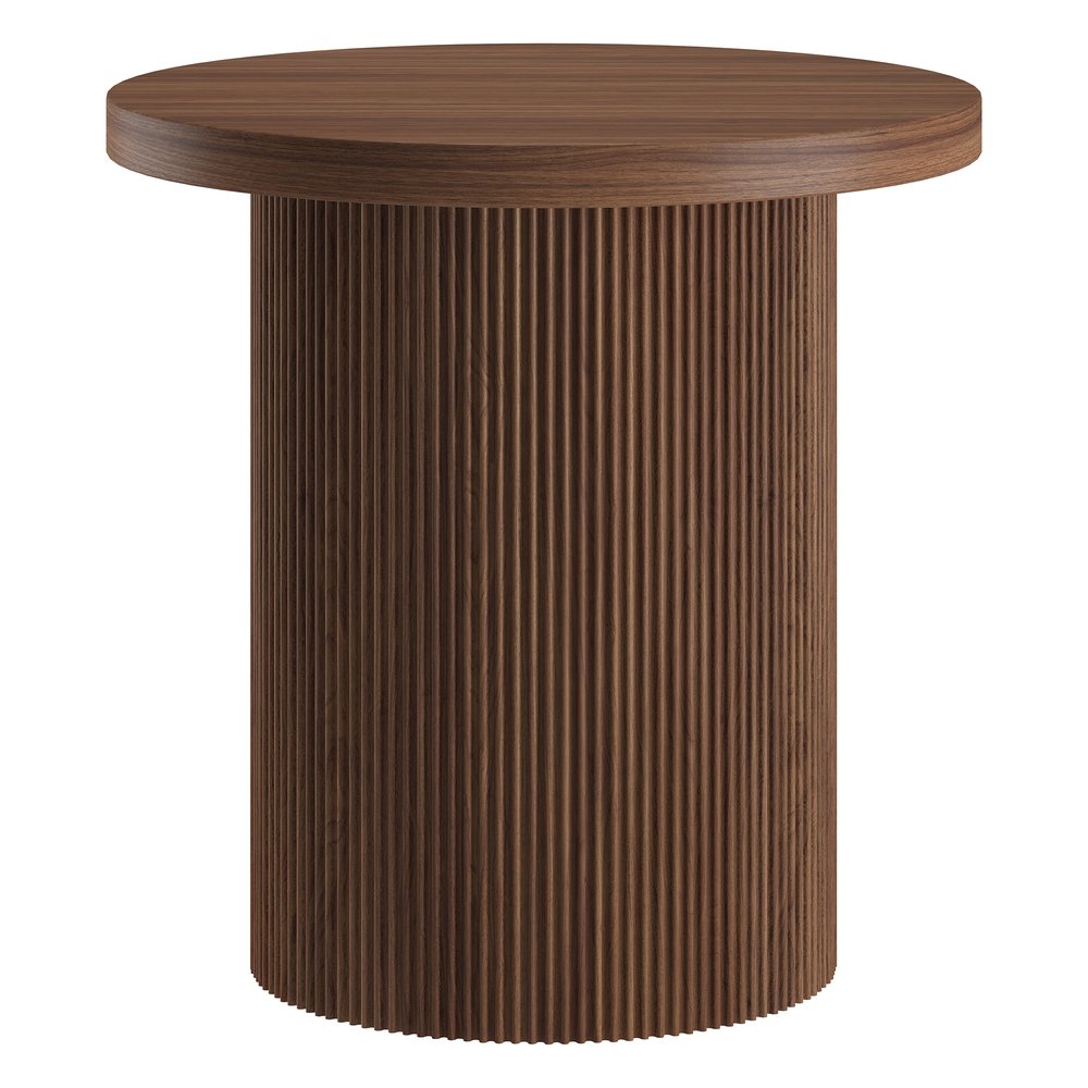 Hudson & Canal - Isa 22in Wide Round Fluted Side Table in Satin Walnut - ST2542 view 2
