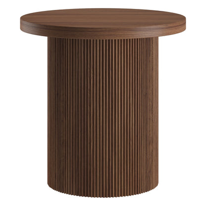 Hudson & Canal - Isa 22in Wide Round Fluted Side Table in Satin Walnut - ST2542 view 2