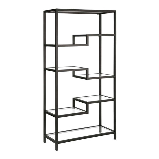 Hudson & Canal - Johann 68in Tall Rectangular Bookcase in Blackened Bronze - BK0451 view 1