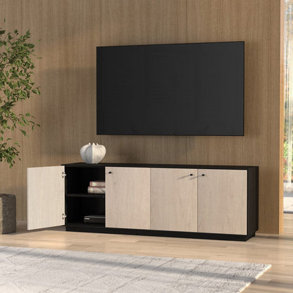 Hudson & Canal - Lillian Rectangular TV Stand for TV's up to 75" in Black Grain/Alder White - TV2409 view 8