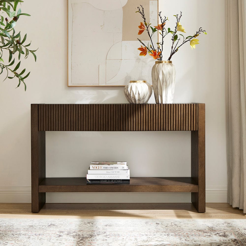 Hudson & Canal - Manzanita 48" Wide Rectangular Console Table in Brown Oak Veneer - AT2457 view 6