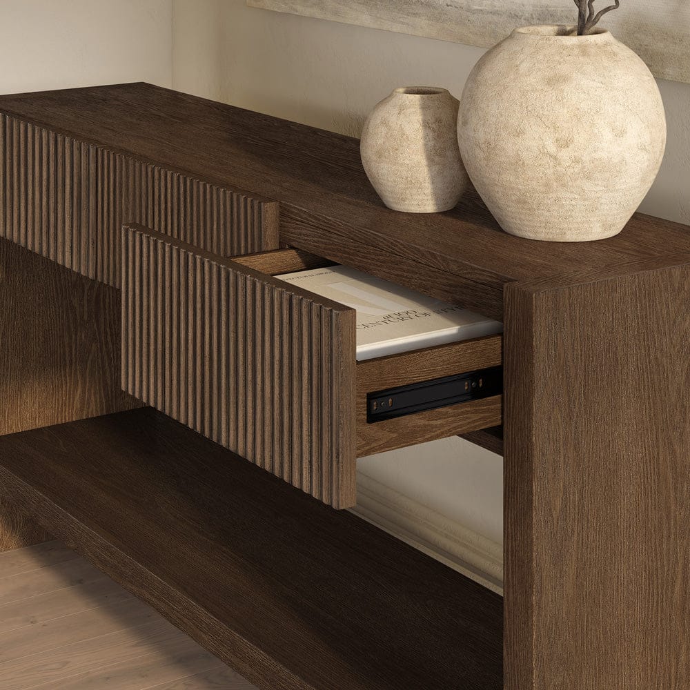 Hudson & Canal - Manzanita 60" Wide Rectangular Console Table in Brown Oak Veneer - AT2460 view 5