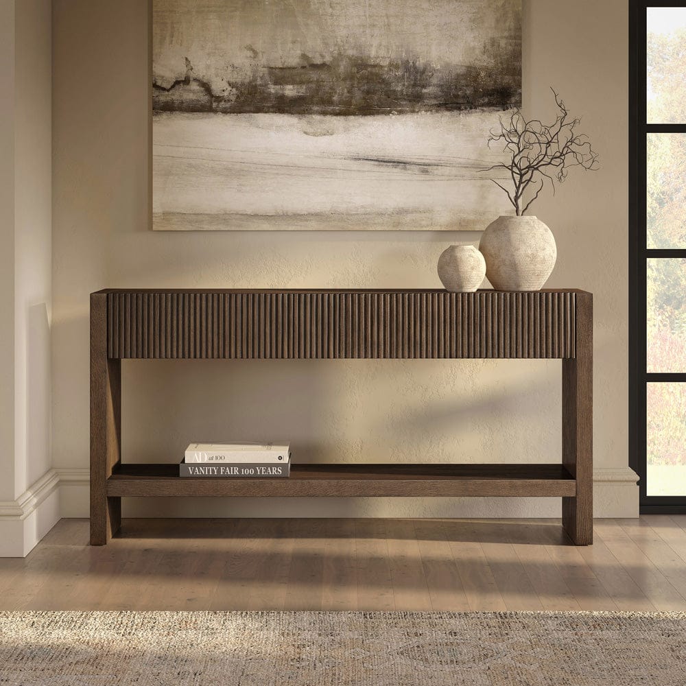Hudson & Canal - Manzanita 60" Wide Rectangular Console Table in Brown Oak Veneer - AT2460 view 8