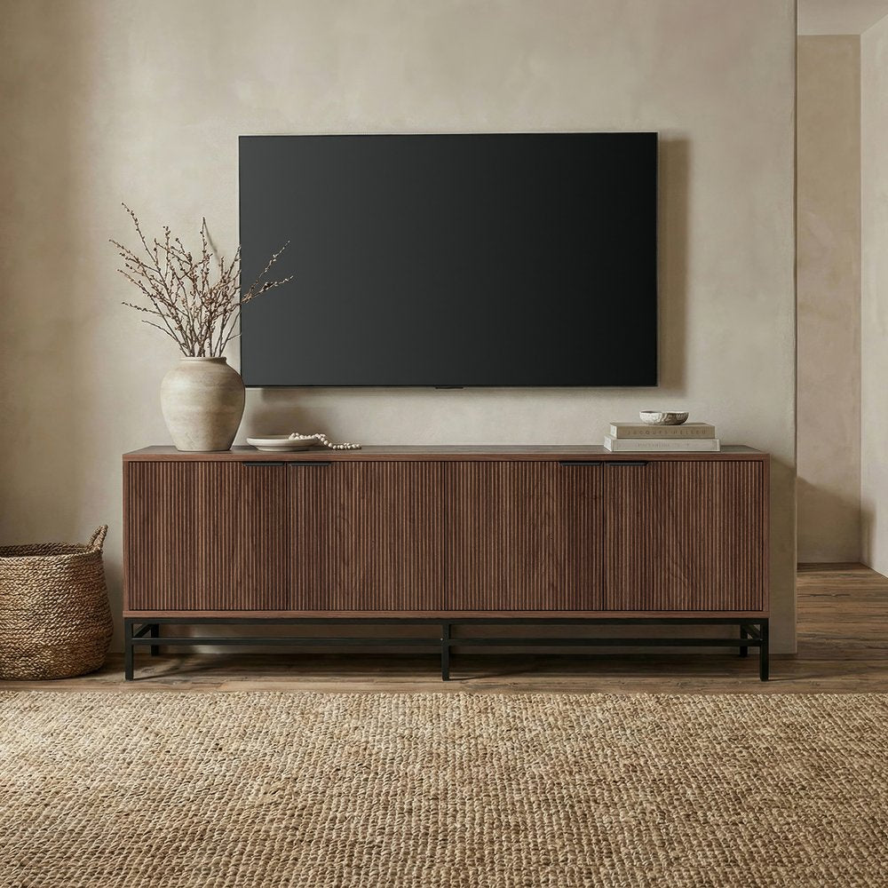 Hudson & Canal - Montello Rectangular Fluted TV Stand for TVs up to 78in in Satin Walnut - TV2523 view 5