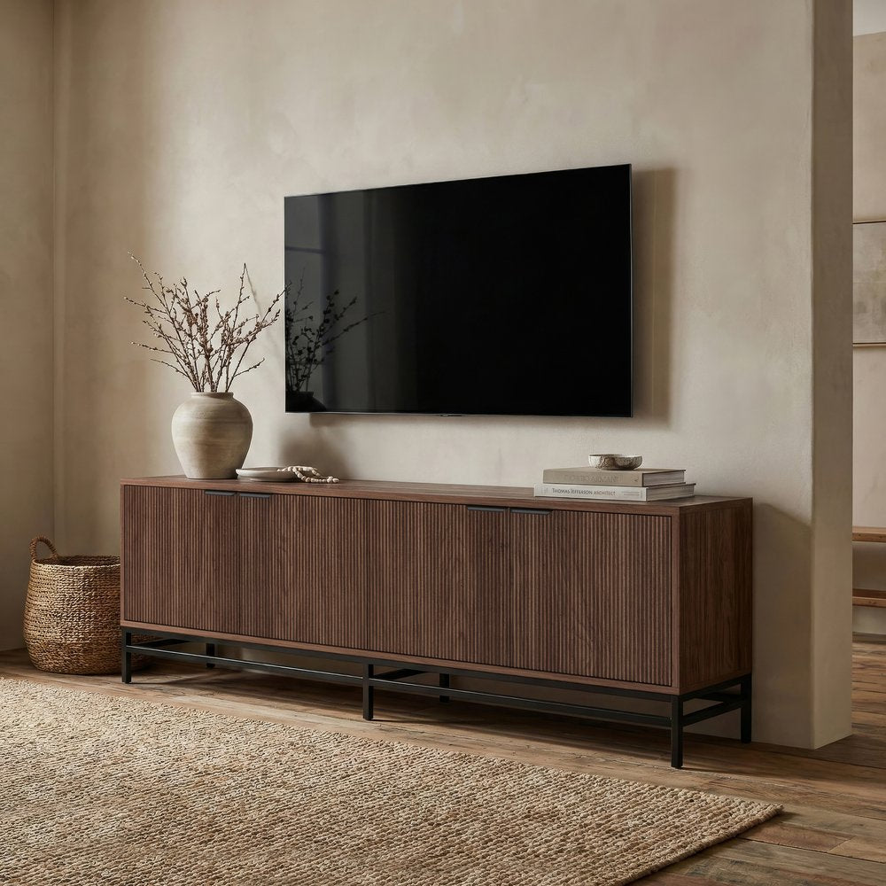 Hudson & Canal - Montello Rectangular Fluted TV Stand for TVs up to 78in in Satin Walnut - TV2523 view 6