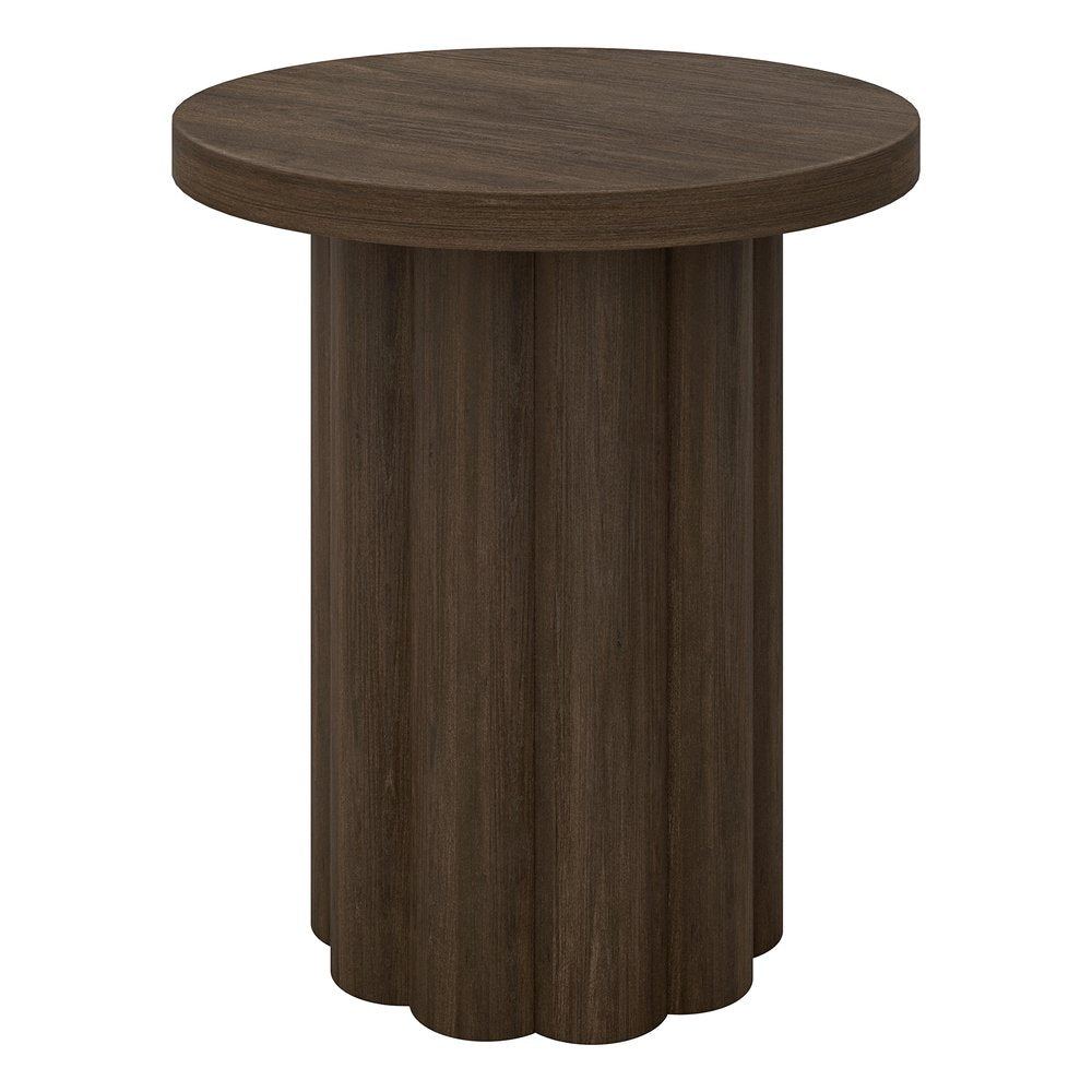 Hudson & Canal - Olie 20in Wide Round Fluted Side Table in Brown Oak - ST2491 view 1