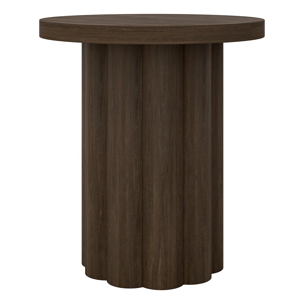 Hudson & Canal - Olie 20in Wide Round Fluted Side Table in Brown Oak - ST2491 view 2