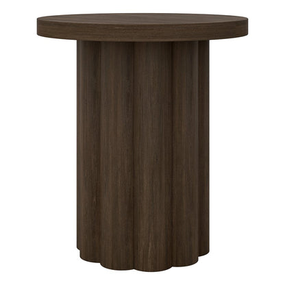 Hudson & Canal - Olie 20in Wide Round Fluted Side Table in Brown Oak - ST2491 view 2