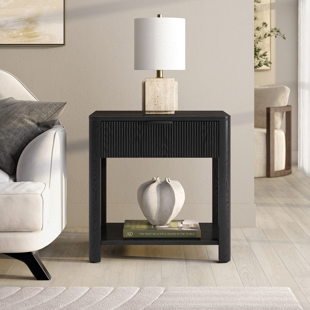 Hudson & Canal - Pomona 24" Wide Rectangular Nightstand in Black Grain - NS2431 view 9