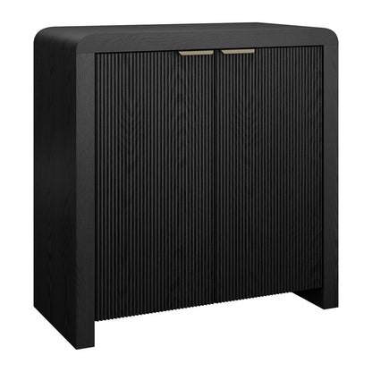 Hudson & Canal - Preston 32in Wide Rectangular Fluted Accent Cabinet in Black Grain - AC2543 view 1