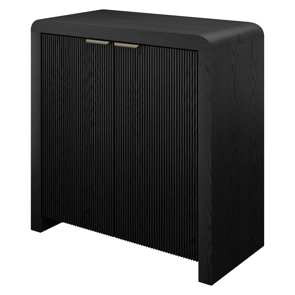 Hudson & Canal - Preston 32in Wide Rectangular Fluted Accent Cabinet in Black Grain - AC2543 view 3
