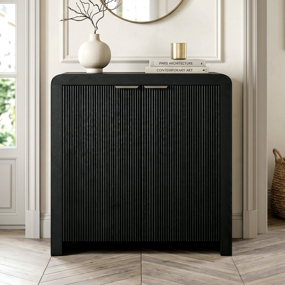 Hudson & Canal - Preston 32in Wide Rectangular Fluted Accent Cabinet in Black Grain - AC2543 view 5