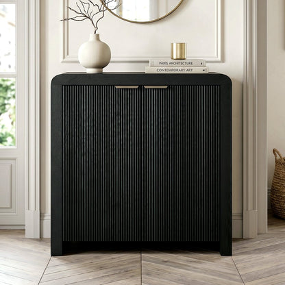 Hudson & Canal - Preston 32in Wide Rectangular Fluted Accent Cabinet in Black Grain - AC2543 view 5