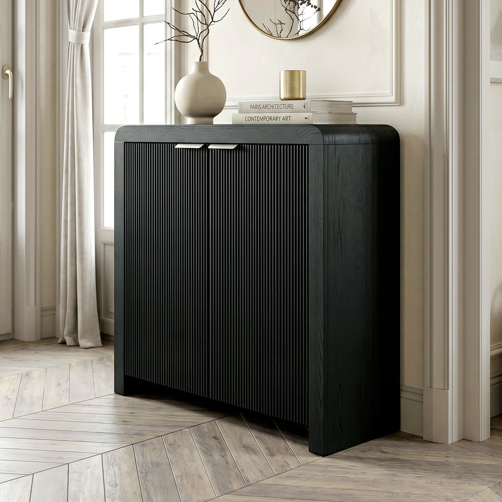 Hudson & Canal - Preston 32in Wide Rectangular Fluted Accent Cabinet in Black Grain - AC2543 view 6
