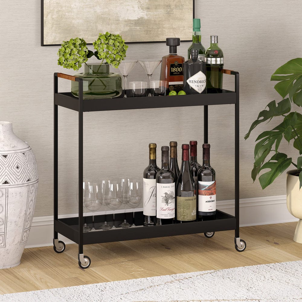 Hudson & Canal - Riyo 33" Wide Rectangular Bar Cart in Blackened Bronze - BC2328 view 7