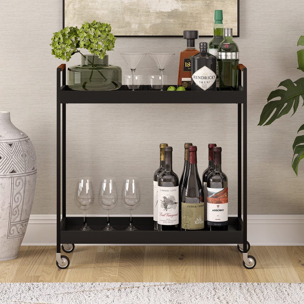 Hudson & Canal - Riyo 33" Wide Rectangular Bar Cart in Blackened Bronze - BC2328 view 9