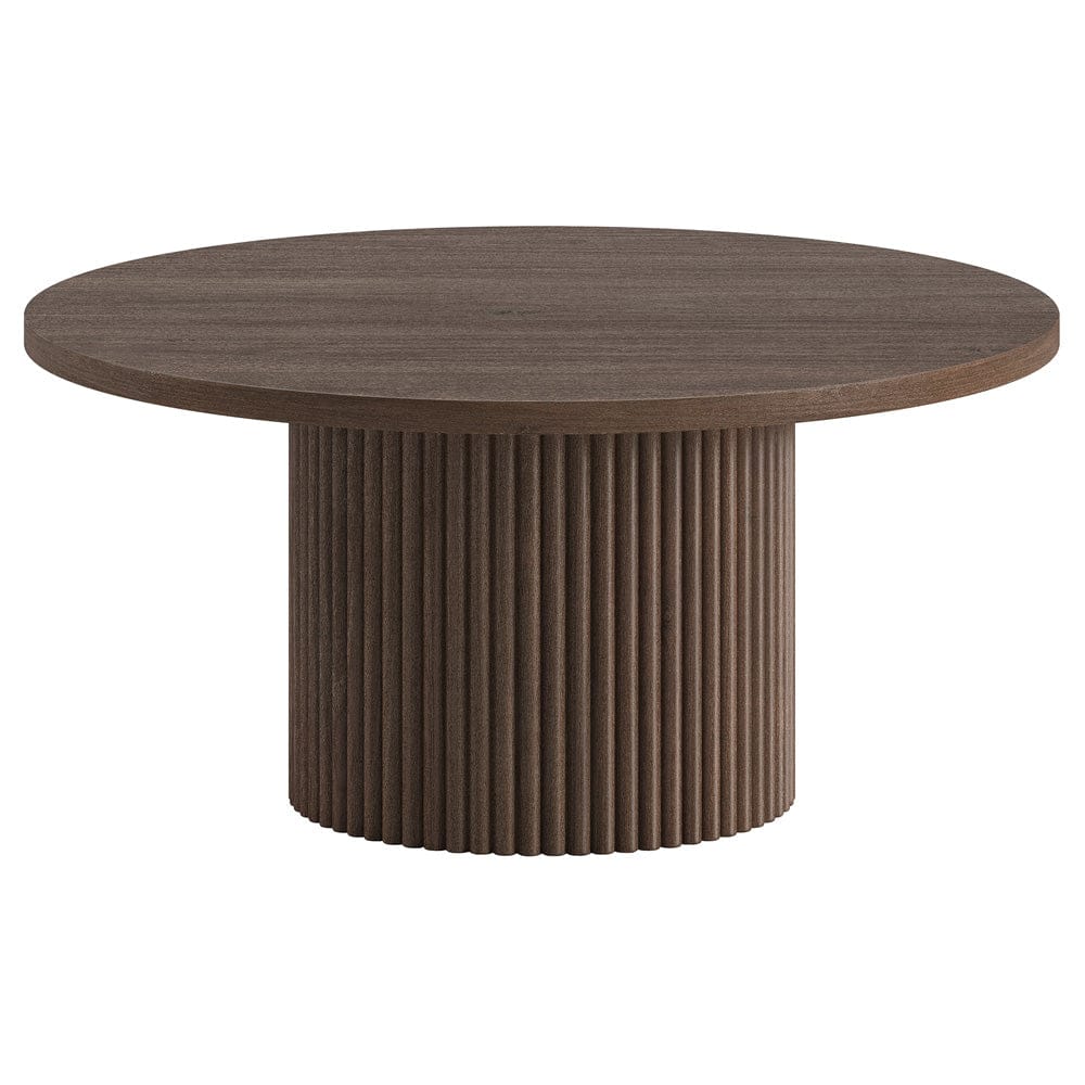 Hudson & Canal - Rollan 32" Wide Round Coffee Table in Brown Oak - CT2470 view 1