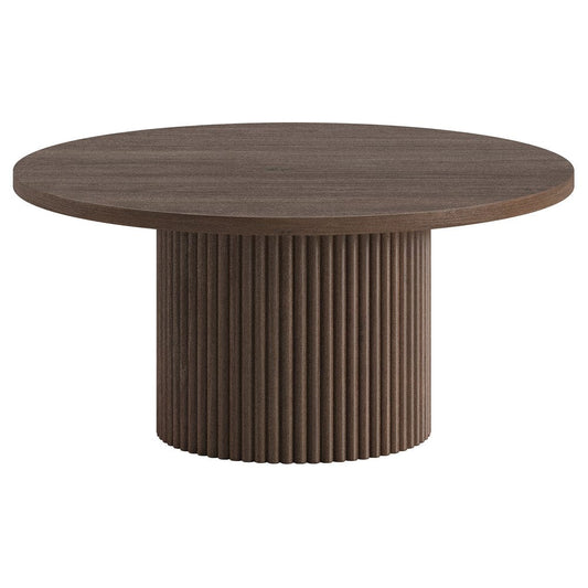 Hudson & Canal - Rollan 32" Wide Round Coffee Table in Brown Oak - CT2470 view 1