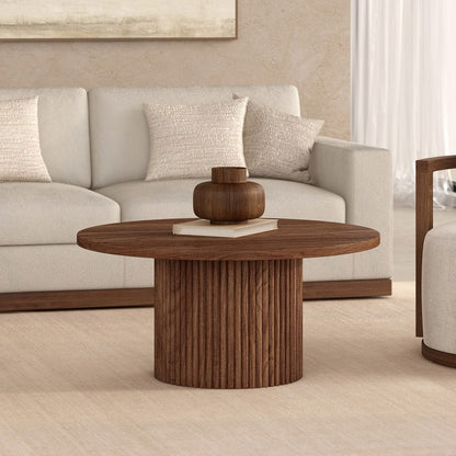 Hudson & Canal - Rollan 32" Wide Round Coffee Table in Satin Walnut - CT2469 view 4