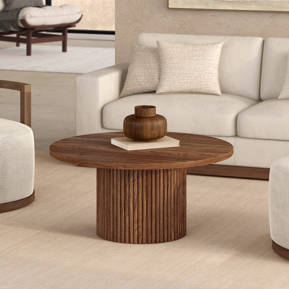 Hudson & Canal - Rollan 32" Wide Round Coffee Table in Satin Walnut - CT2469 view 5