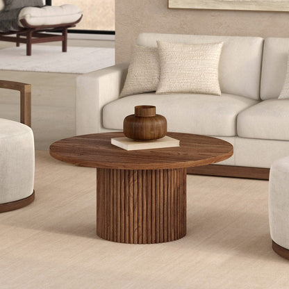 Hudson & Canal - Rollan 32" Wide Round Coffee Table in Satin Walnut - CT2469 view 5