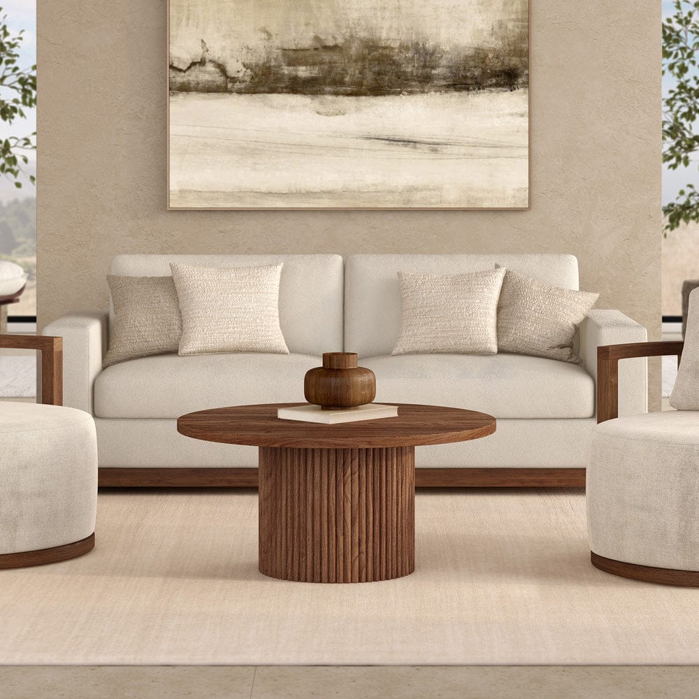 Hudson & Canal - Rollan 32" Wide Round Coffee Table in Satin Walnut - CT2469 view 6