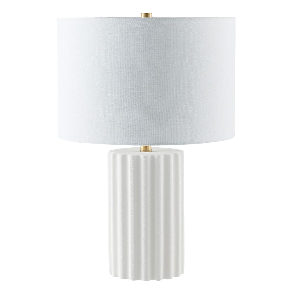 Hudson & Canal - Seren 23" Tall Table Lamp with Fabric Shade in Matte White/Brass/White - TL2215 view 1
