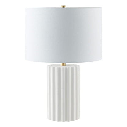 Hudson & Canal - Seren 23" Tall Table Lamp with Fabric Shade in Matte White/Brass/White - TL2215 view 1