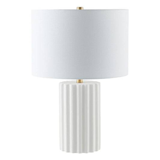 Hudson & Canal - Seren 23" Tall Table Lamp with Fabric Shade in Matte White/Brass/White - TL2215 view 1