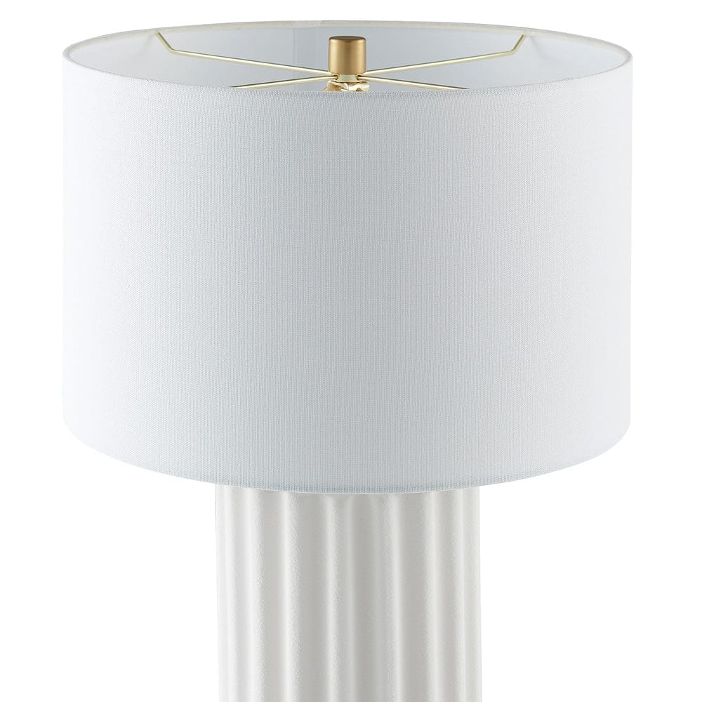 Hudson & Canal - Seren 23" Tall Table Lamp with Fabric Shade in Matte White/Brass/White - TL2215 view 3