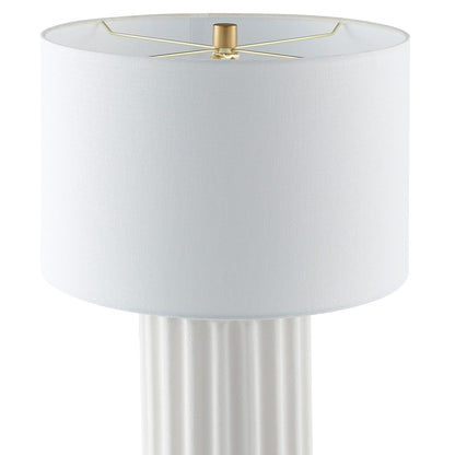 Hudson & Canal - Seren 23" Tall Table Lamp with Fabric Shade in Matte White/Brass/White - TL2215 view 3