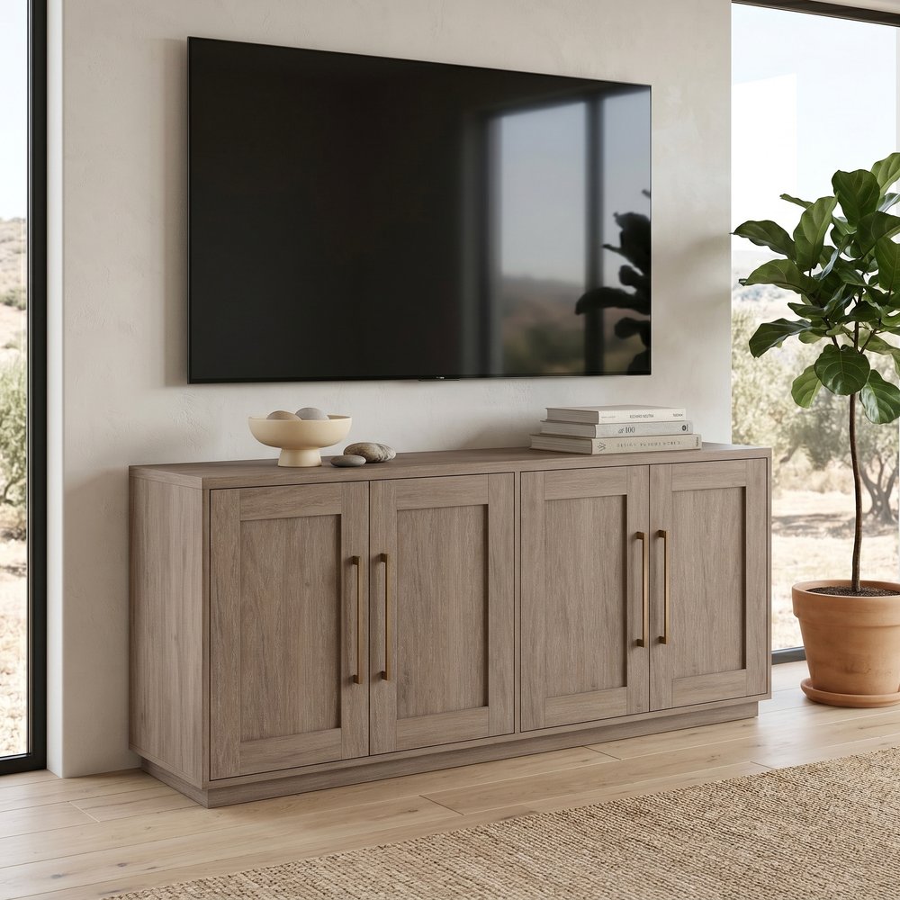 Hudson & Canal - Tillman 68in Rectangular Buffet Table in Antiqued Gray Oak - BF2553 view 7