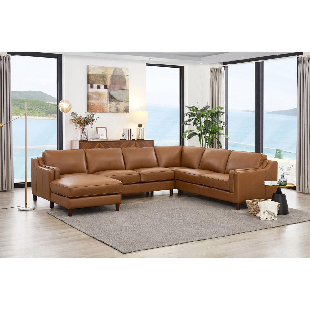 Hydeline - Bella Left Chaise Sectional in Cognac - 6932-SECT4-LHFCH-LS2523 veiw 1